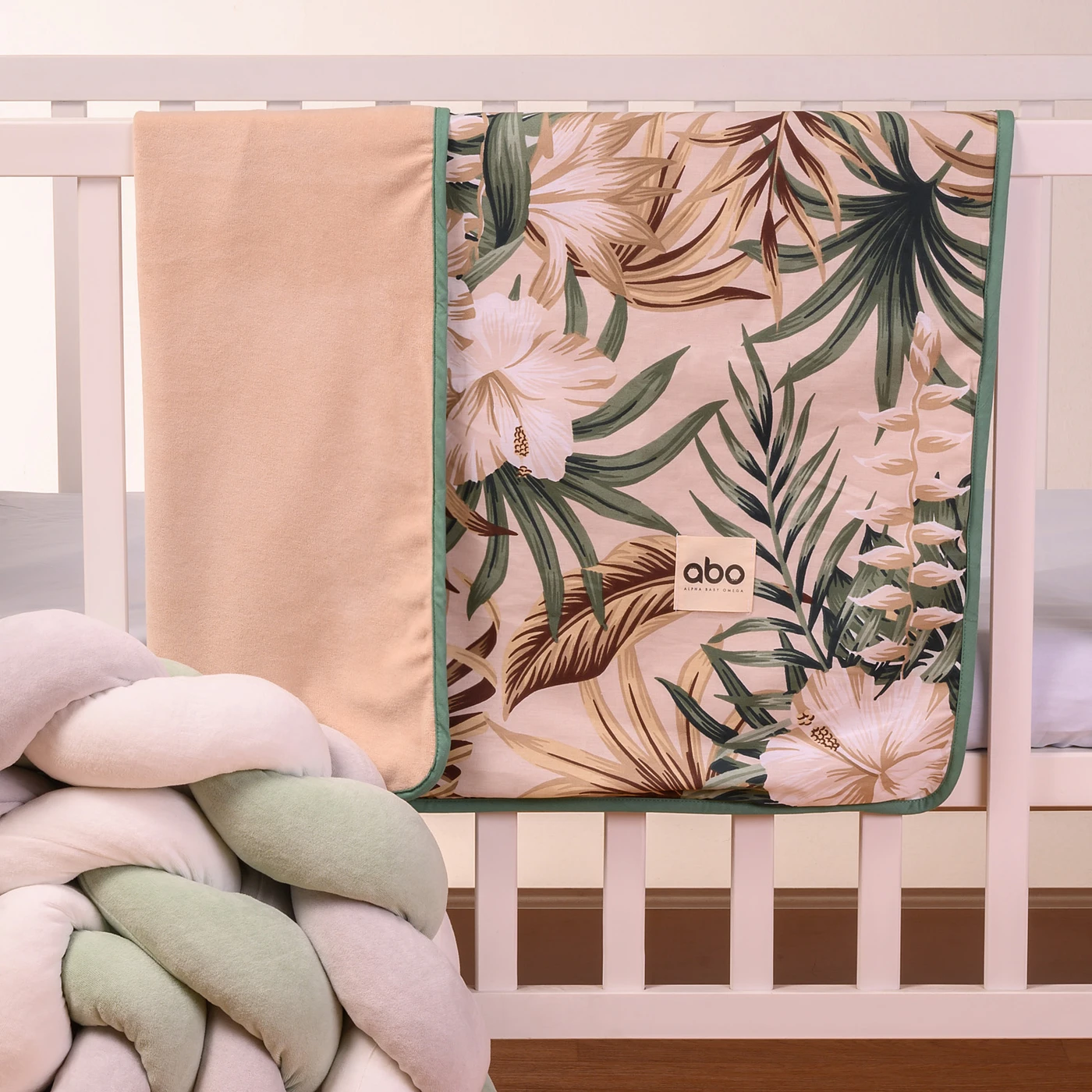Abo Βελουτέ κουβέρτα αγκαλιάς 90*90 Tropical Leaves 3