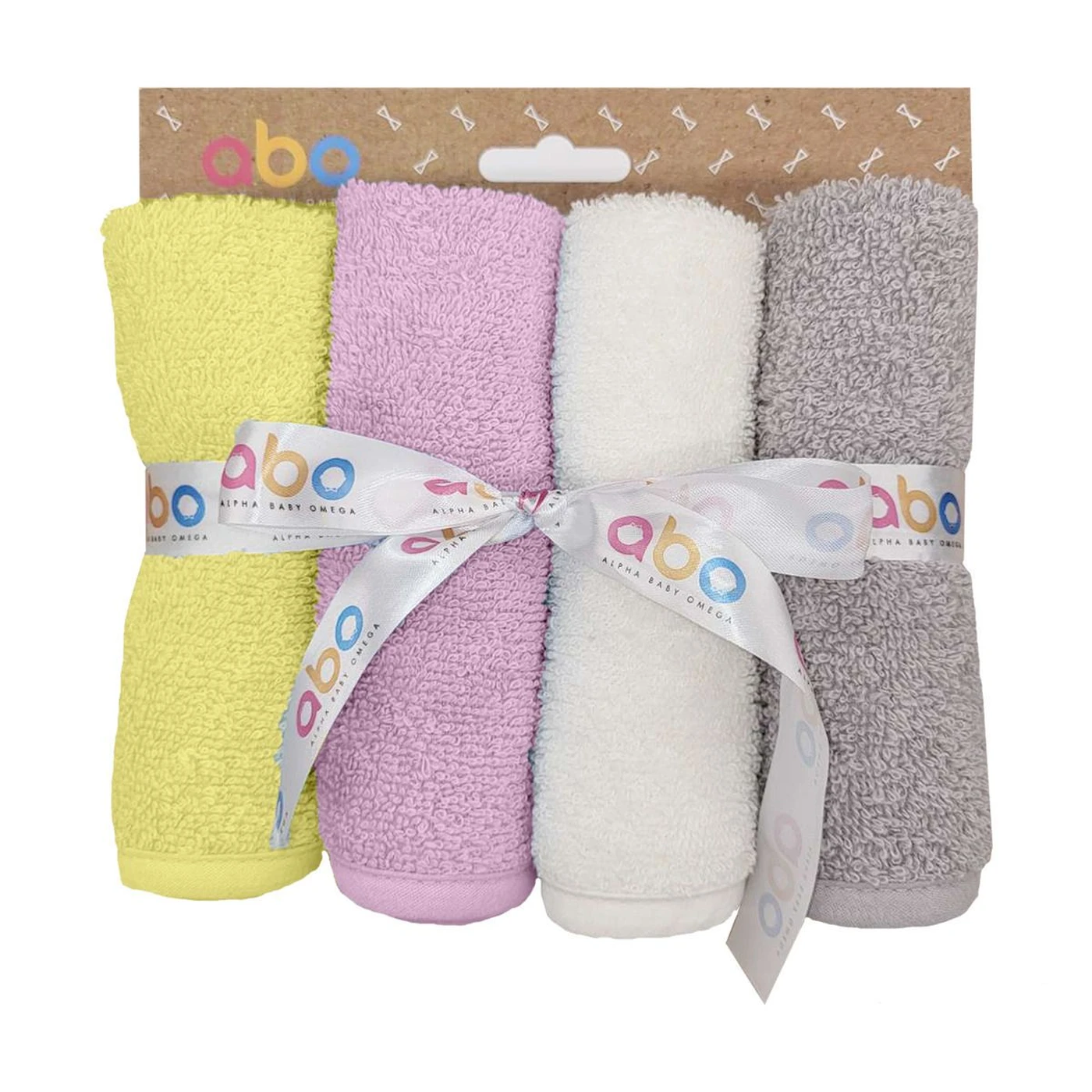 Abo Σετ 4τμχ Λαβέτες Ροζ, Γκρι, Λευκό, Κίτρινο 2