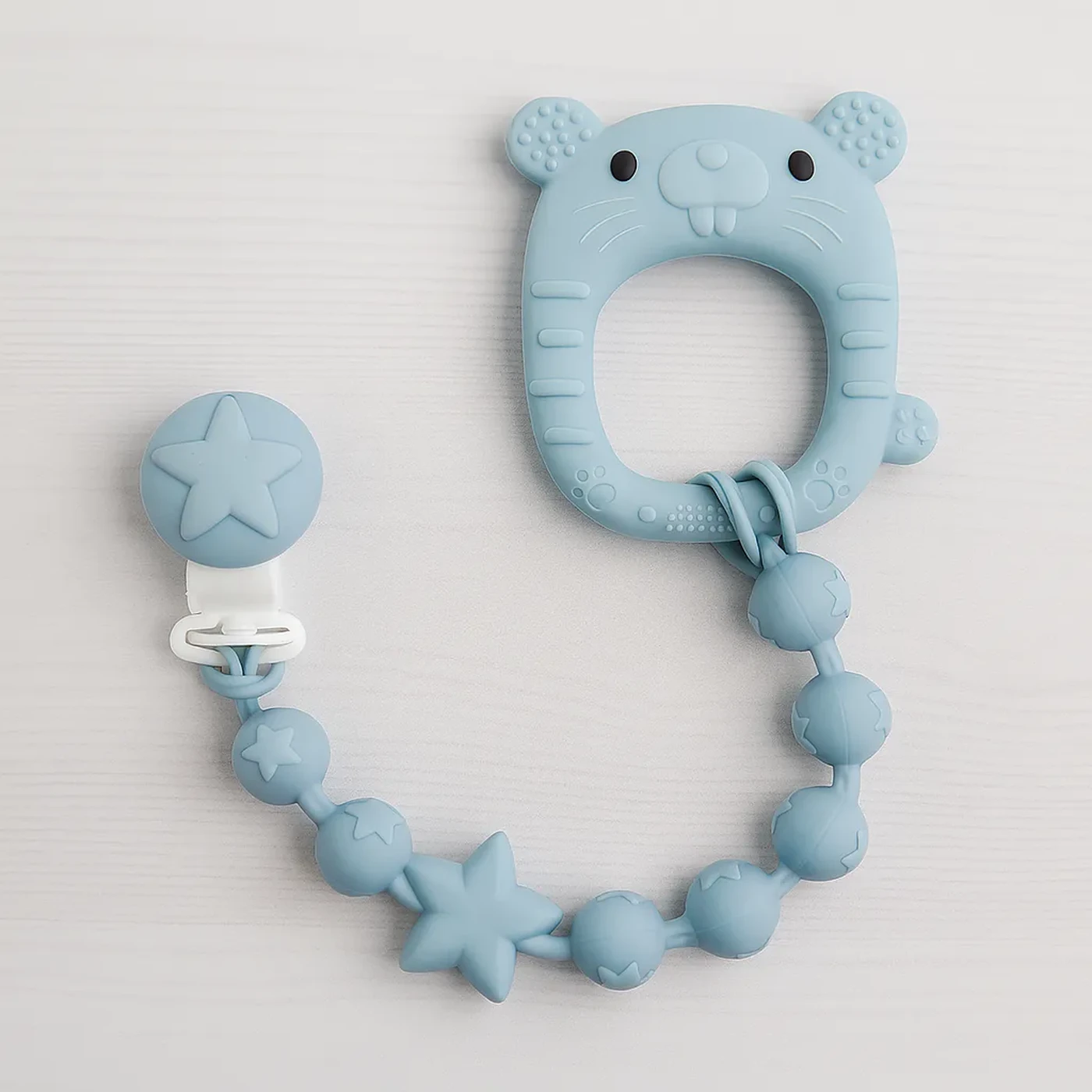 Baby Cloud Κλιπ με Μασητικό Ποντικάκι Γαλάζιο 2