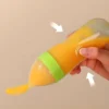 Baby Cloud Μπουκάλι σιλικόνης με κουτάλι και καπάκι Ροζ 3