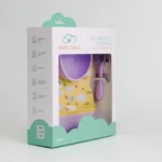 Baby Cloud Σετ Φαγητού Σιλικόνης Κίτρινη, Μωβ Με Συννεφάκια 4 Τμχ 4