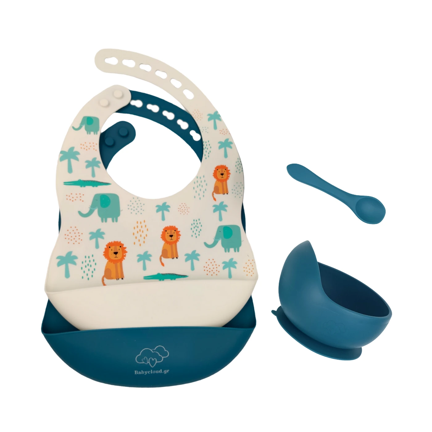 Baby Cloud Σετ Φαγητού Σιλικόνης Λιονταράκια Μπλε 4 Τμχ 2