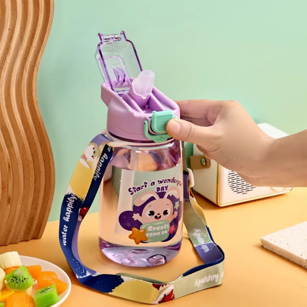 baby cloud Παγούρι Νερού Μωβ Λαγουδάκι Με Λουράκι 600ml