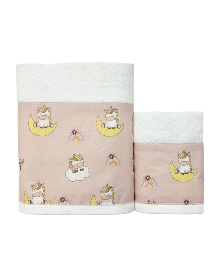 bunny bebe Πετσέτες Σετ (50×90, 70×140) 500gsm unicorn Πούδρα