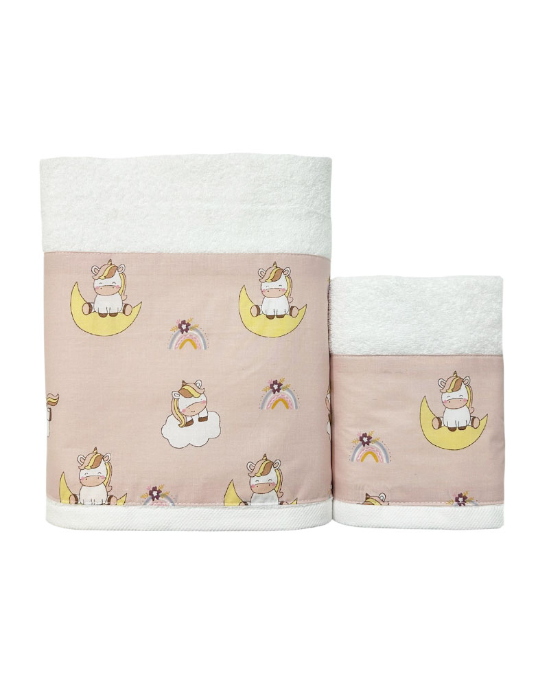 bunny bebe Πετσέτες Σετ (50×90, 70×140) 500gsm unicorn Πούδρα