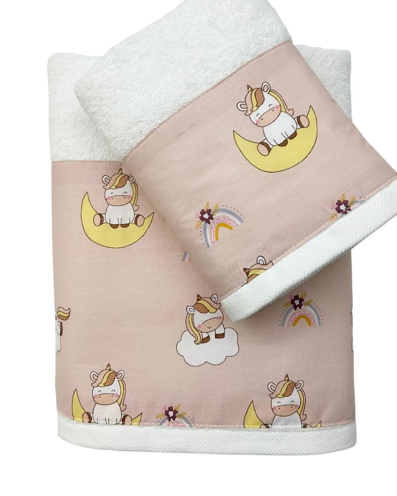 bunny bebe Πετσέτες Σετ (50×90, 70×140) 500gsm unicorn Πούδρα