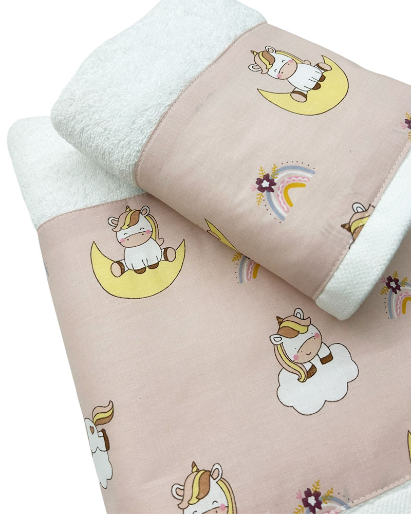 bunny bebe Πετσέτες Σετ (50×90, 70×140) 500gsm unicorn Πούδρα