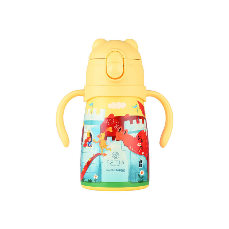 estia bubble bottle save the aegean Παιδικό Παγούρι Θερμός dragon Ανοξείδωτο με pop up Καπάκι non spill fortress dragon 300ml