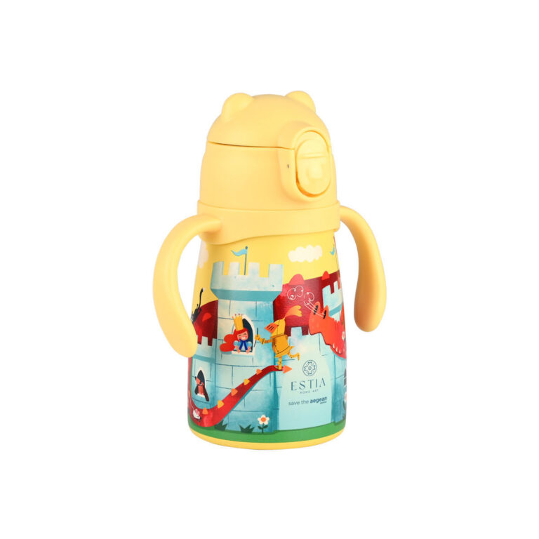 estia bubble bottle save the aegean Παιδικό Παγούρι Θερμός dragon Ανοξείδωτο με pop up Καπάκι non spill fortress dragon 300ml