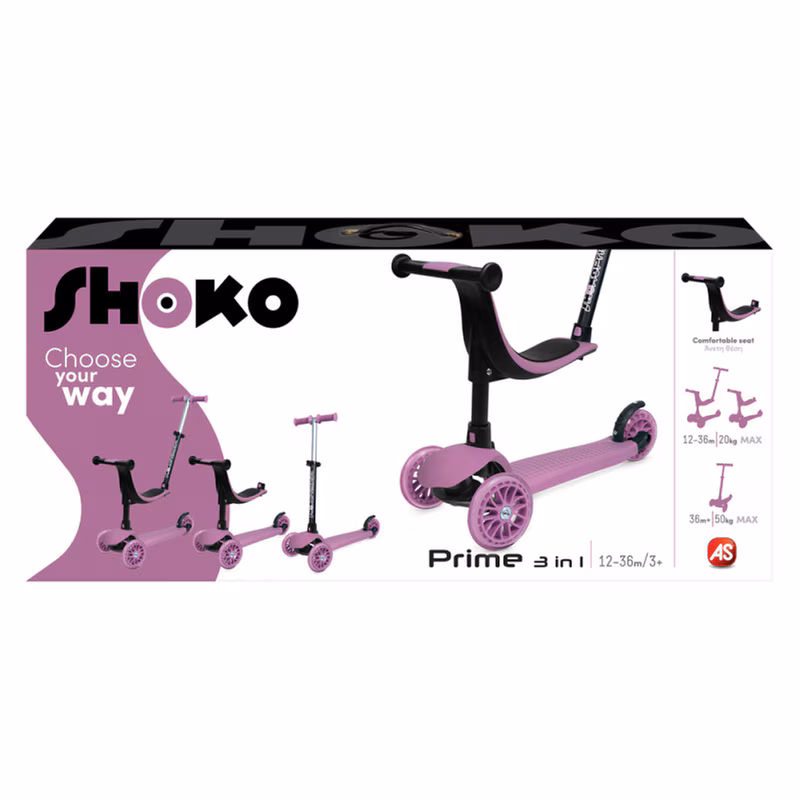 shoko Παιδικό Πατίνι prime 3 in 1 Τρίτροχο με Κάθισμα για 12 Μηνών Ροζ shoko Παιδικό Πατίνι prime 3 in 1 Τρίτροχο με Κάθισμα για 12 Μηνών Ροζ