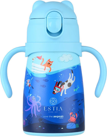 estia bubble bottle save the aegean Παιδικό Παγούρι Θερμός Ανοξείδωτο με pop up Καπάκι non spill ocean play 300ml