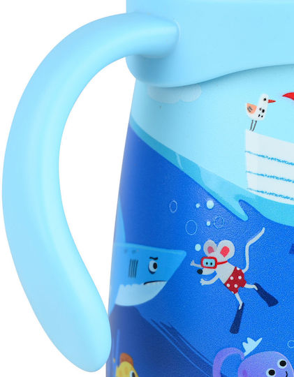 estia bubble bottle save the aegean Παιδικό Παγούρι Θερμός Ανοξείδωτο με pop up Καπάκι non spill ocean play 300ml