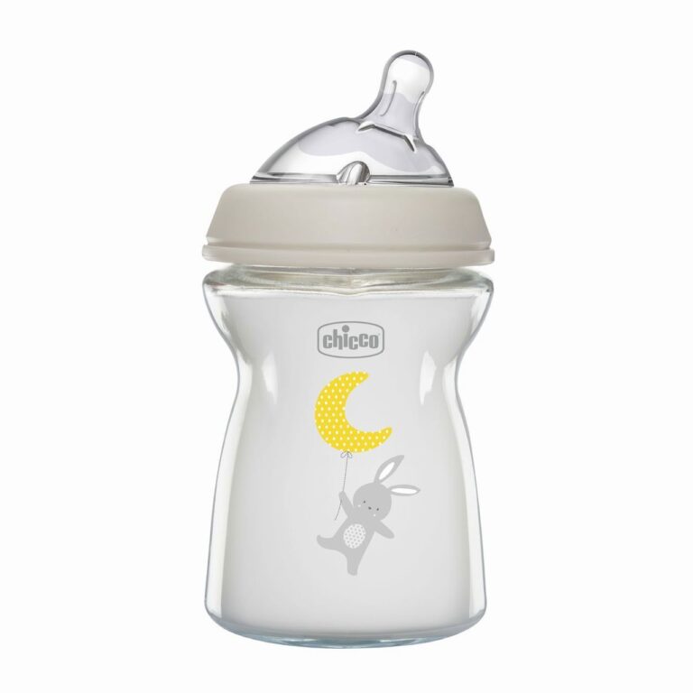 chicco Γυάλινο Μπιμπερό natural feeling Κατά των Κολικών με Θηλή Σιλικόνης για 0+ μηνών Γκρι 250ml